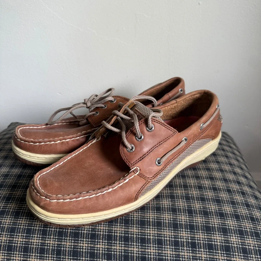 Sperry Billfish 3-Eye Mesh Leather Boat Shoe Size 10.5 Brown 0799320